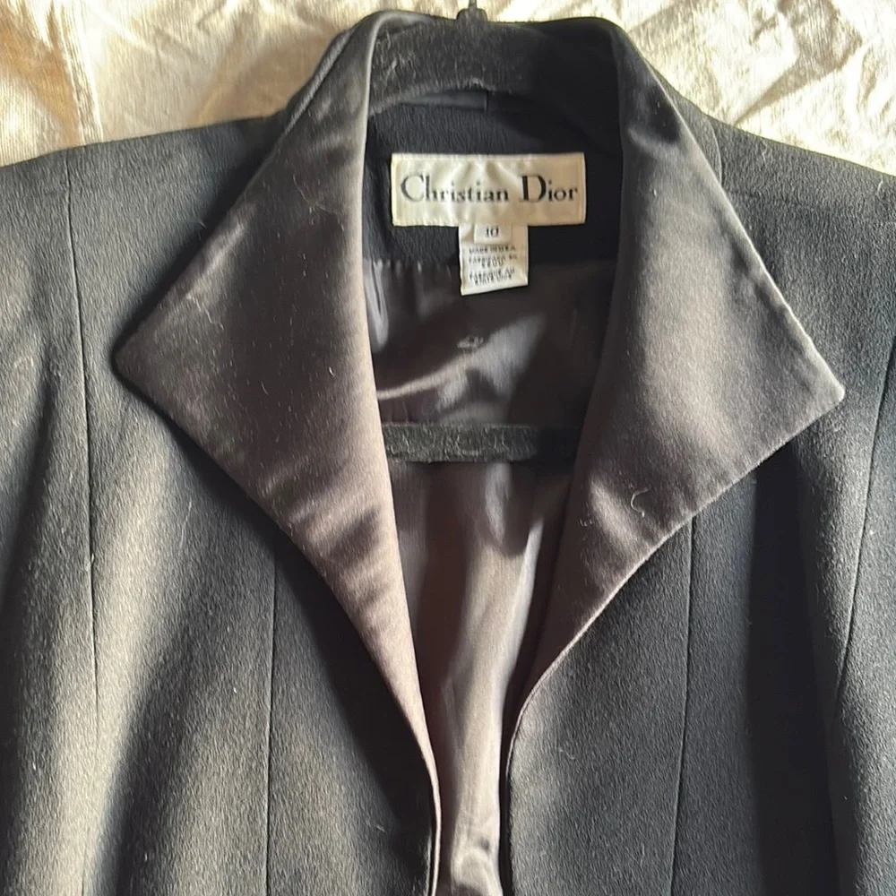 Christian Dior Black Women's Tuxedo Jacket Vintage Wool